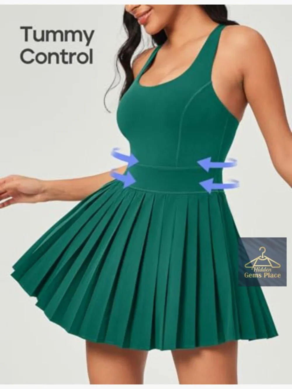 Tennis Dress with Built-in Bra Shorts and Pockets - Picture 4 of 5